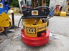 Zanetti SAT - Magnet / Hydraulik-Abbruch-Magnet HM 22/35 AZ - AZ: für Adapterplatte, mit 5 Zähnen - außen geschützt vorne unter Adapter-Platte montierte Licht-Signal-Ampel - Bagger: 22t-35t - Magnet-Leistung 9KW 220V